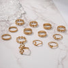 13pcs/set Exaggerated Serpentine Flower Love Geometric Joint Ring(SKU6205 Gold)