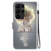 For Samsung Galaxy S23 Ultra 5G Crystal Texture Colored Drawing Leather Phone Case(Elephants)