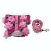 Denim & Canvas Dog Harness with 3D Lace, Pink, L + Lead