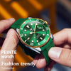 OLEVS 6650 Men Luminous Waterproof Silicone Strap Mechanical Watch(Green + Gold)