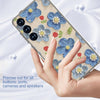 For Samsung Galaxy S25 5G IMD Double Piece Simple Fresh Shockproof Phone Case(Blue Flower)