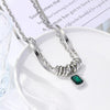 N2211-6 Green Crystal Hip-Hop Flat Snake Chain Dual-Layer Snake Bone Chain