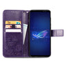 For Asus ROG Phone 6 Four-leaf Clasp Embossed Buckle Leather Phone Case(Purple)