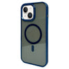 For iPhone 14 Plus Metal Lens Frame MagSafe Phone Case(Navy Blue)