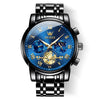 OLEVS 2859 Men Multifunctional Luminous Waterproof Quartz Watch(Black + Blue)