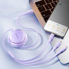 ROMOSS CB258L 6A 3-In-1 Telescopic Data Charging Cable USB-A To Type-C & 8 Pin & Micro Wire 1.1m (White)