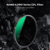 K&F CONCEPT KF01.1990 82mm Nano-X PRO Series CPL Filter HD Ultra-Thin Copper Frame 36-Layer Coating Anti-Reflection Green Film