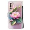 For Samsung Galaxy S21 FE 5G Crystal Texture Colored Drawing Leather Phone Case(Lotus)