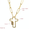 Brass Micro-inlaid Zircon Delicate Clavicle Chain Cross Pendant Necklace(Girl)