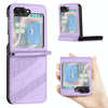 For Samsung Galaxy Z Flip5 5G Embossed Multi-functional Wallet Retro Leather Phone Case(Light Purple)
