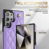 For Samsung Galaxy S21 Ultra 5G Rhombic Dual Buckle Card Slots Phone Case with Lanyard(Purple)