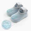 Baby Socks Cartoon Print Glue Strap Baby Anti-Slip Floor Socks Size: S 0-1 Years Old(Blue)