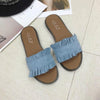 Lotus Leaf Edge Beach Flat Bottom Sandals Slippers, Size:39(Blue)