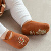 Baby Socks Cartoon Print Glue Strap Baby Anti-Slip Floor Socks Size: M 1-3 Years Old(Brown)