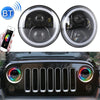 2 PCS 7 inch DC12V 6000K-6500K 50W Car LED Headlight Cree Lamp Beads for Jeep Wrangler / Harley, Support APP + Bluetooth Control(Black)