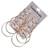 6 Pairs/Set Women Steampunk Fashion Circle Hoop Earrings(Glod)