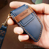 Hallmo Car Cowhide Leather Key Protective Cover Key Case for BMW Blade Style(Blue)
