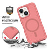 For iPhone 15 Shockproof MagSafe Armor PC Hybrid TPU Phone Case(Dark Pink+Maroon)