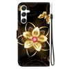 For Samsung Galaxy S24 5G Crystal Texture Colored Drawing Leather Phone Case(Gold Flower)