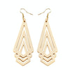 1 Pair Natural Wooden Earrings Geometic Hollow Triangle Personality Simple Fashion Jewelry For Woman, Metal Color:Green