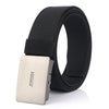 AWMN Men Nylon Canvas Cargo Jeans Casual Buckle Belt, Length: 120cm(Silver Buckle Black)