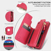 For Samsung Galaxy A55 5G Double Flap Zipper RFID Leather Phone Case with Short Lanyard(Red)