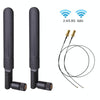 2 x 6dBi 2.4GHz 5GHz Dual Band WiFi RP-SMA Male Antenna + 2 x 35CM RP-SMA IPEX MHF4 Pigtail Cable for M.2 NGFF WiFi WLAN Card (Black)