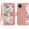 For Samsung Galaxy A12 5G Floral Pattern Leather Phone Case with Lanyard(Pink)