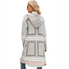 Female Windbreaker Jacket Striped Hooded Plaid Knit Cardigan, Size: L(Beige)