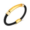 OPK PH1586 Simple Men Leather Bracelet Stainless Steel Magnetic Insert Buckle Bracelet, Color: Gold