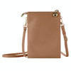 Litchi Texture Card Holder Mobile Phone Zipper Bag with Long Strap(Brown)