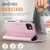 For iPhone 12 / 12 Pro AutSpace A11 Side Buckle MagSafe Magnetic RFID Phone Leather Case(Rose Gold)