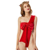 Women Christmas Sexy Lingerie Backless One-piece Bowknot Pajamas ?, Size: S(Red)