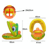 Baby Cartoon Animal Swimming Ring With Awning(Green)