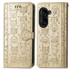 For ASUS Zenfone 10 Cat and Dog Embossed Leather Phone Case(Gold)