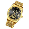 FNGEEN 7010 Middle-Aged and Elderly Men Luminous Calendar Quartz Watch(All Gold Black Sueface)