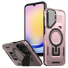 For Samsung Galaxy A25 5G Shield Frame Holder MagSafe Phone Case(Rose Gold)