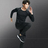 3pcs / Set Men Gym Running Clothes Set Long-Sleeved Quick-Drying Sports Suit, Size: XXXL(Phantom Black)