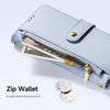 For iPhone 15 Pro Max DUX DUCIS Lawa Series 2 in 1 Wallet Zipper Detachable MagSafe Phone Case with Lanyard(Light Blue)