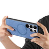 For Samsung Galaxy S25 Ultra 5G Solid Color Retro Magsafe PU Back Cover Phone Case(Blue)