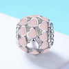 S925 Pure Silver Pink Heart-shaped Diamond Beads