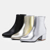 Autumn  Winter Glitter Square Heel Pointed Low-Top Women Boots, Size:38(Silver)