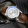 YAZOLE 513 Leather Band Calendar Waterproof Quartz Watch(Silver+Brown)