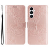 For Samsung Galaxy A26 5G Global 3D Butterfly Embossed Pattern Flip Leather Phone Case(Rose Gold)