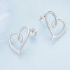 S925 Sterling Silver Plated Platinum Wrap Heart Stud Earrings