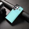 For Samsung Galaxy S22 Ultra 5G Three Fold Card Bag Phone Case with Long Lanyard(Mint)
