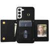 For Samsung Galaxy S22+ 5G Three Fold Card Bag Phone Case with Long Lanyard(Black)