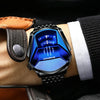 BINBOND Locomotive Concept Steel Belt Watch Men Live Black Technology Watch(Full Gold-Blue Face)