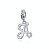 S925 Sterling Silver 26 English Letter Pendant DIY Bracelet Necklace Accessories, Style:A
