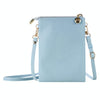 Litchi Texture Card Holder Mobile Phone Zipper Bag with Long Strap(Light Blue)